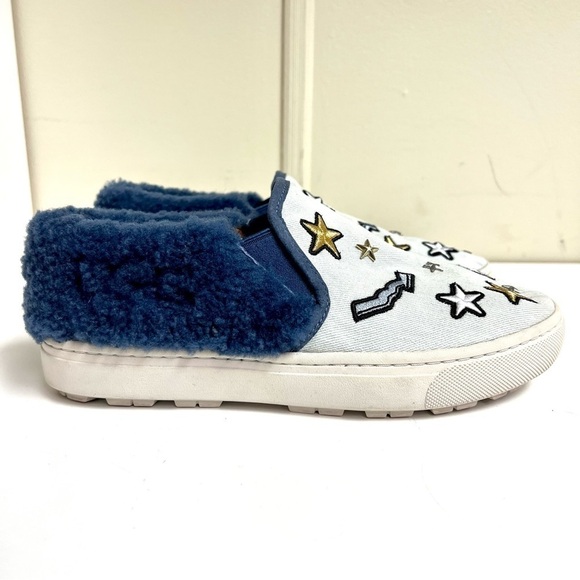 UGG PATCH IT SLIP ON BLEACH DENIM BLING SNEAKER SHOE US 9.5 women’s punky - Picture 2 of 9